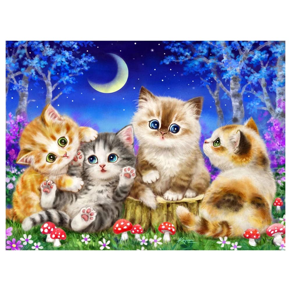 5D Diamond Painting Kit Completos Gatto colorato Pittura Diamante Fai da Te per Adulti e Bambini,Mosaico Pittura Strass Ricamo Diamante Arte Craft per Casa Decorazione Murale Square Drill 25x30cm