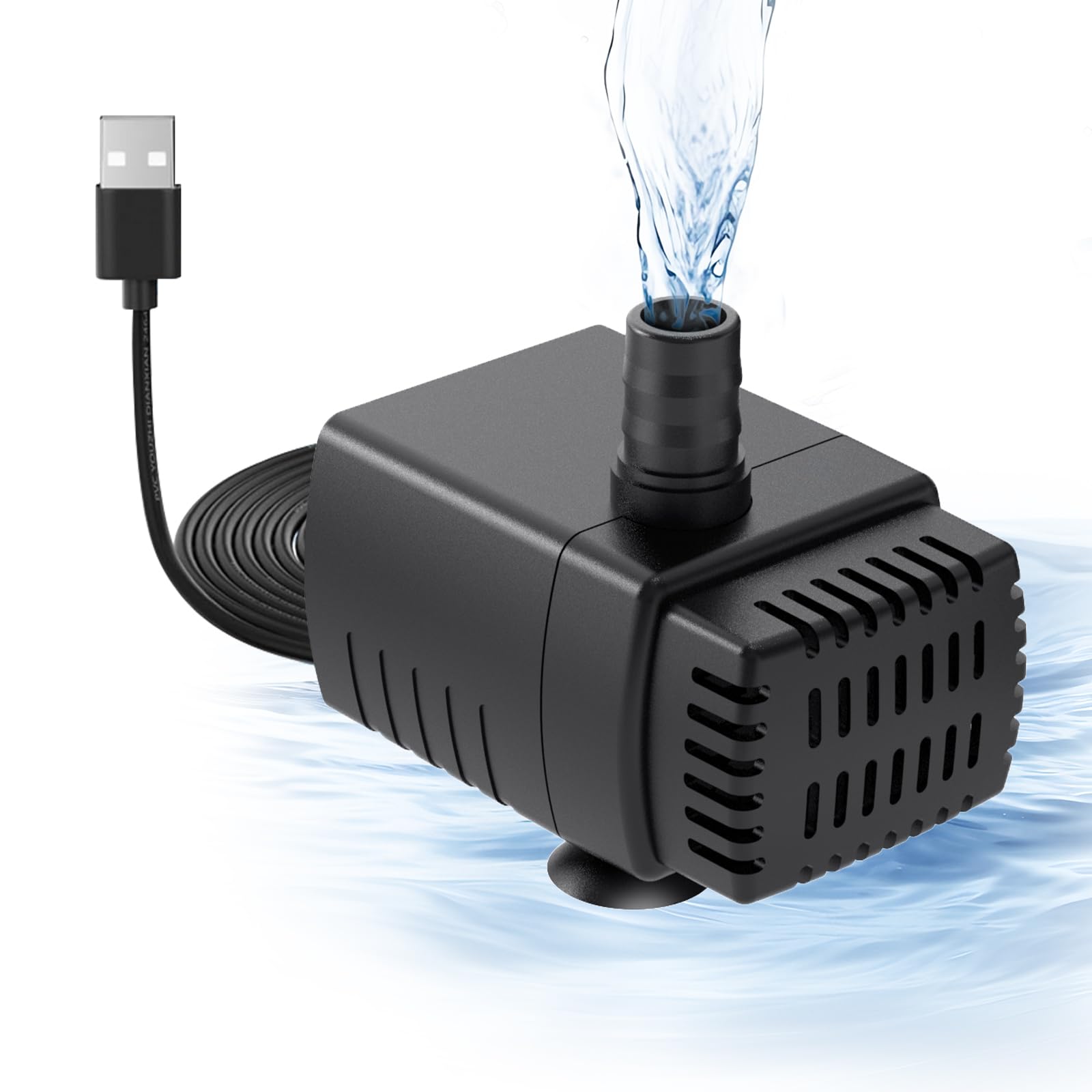 Photo 1 of 90 GPH (350L/H) Mini Submersible Pump, 4W Small Fountain Pump for Aquariums, Tabletop Fountains, Pet Waterers & Indoor/Outdoor Water Features (50GPH?USB?)