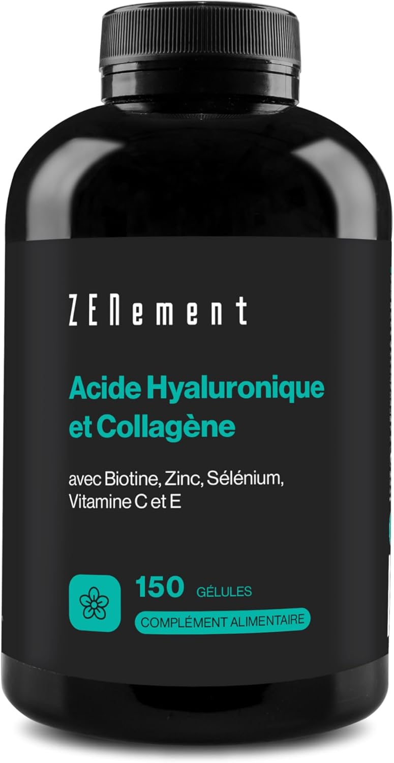 Hyaluronic Acid and Collagen, with MSM and Vitamin C, 120 Capsules | To combat the effects of age and have strong and healthy skin and joints | 100% Natural | Zenement