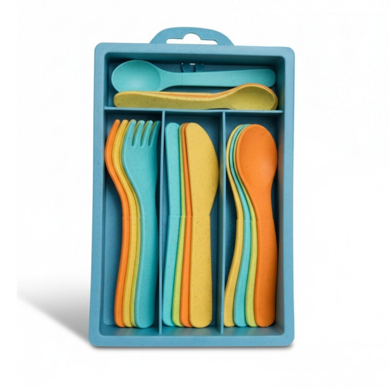 Alldoro Set De Couverts Enfant 17 Pièces – Plastique Et Paille De Blé, Écologique, Coffret