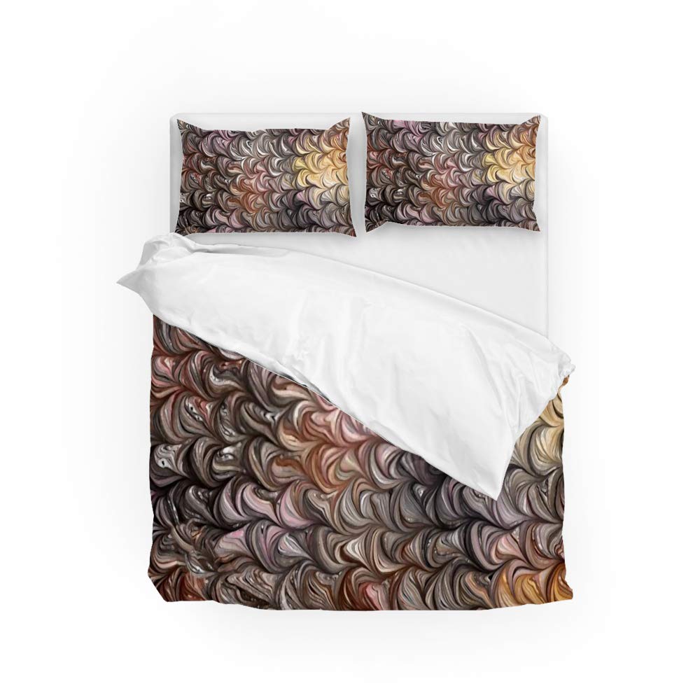 Housse de couette King en textile premium marbré multicolore avec taies d'oreiller