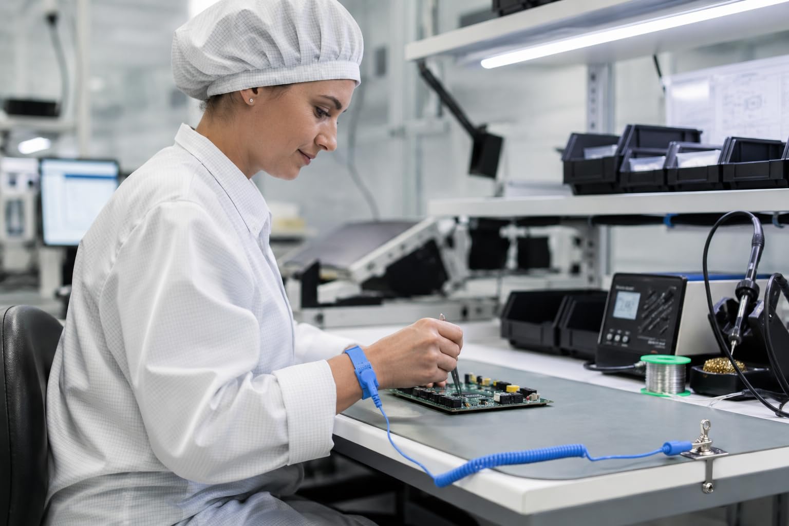 ESD Armband mit Erdungskabel, 1 Armband | Antistatik, Schutz vor elektrostatischer Entladung, Für Elektronik, PC & Reparaturarbeiten