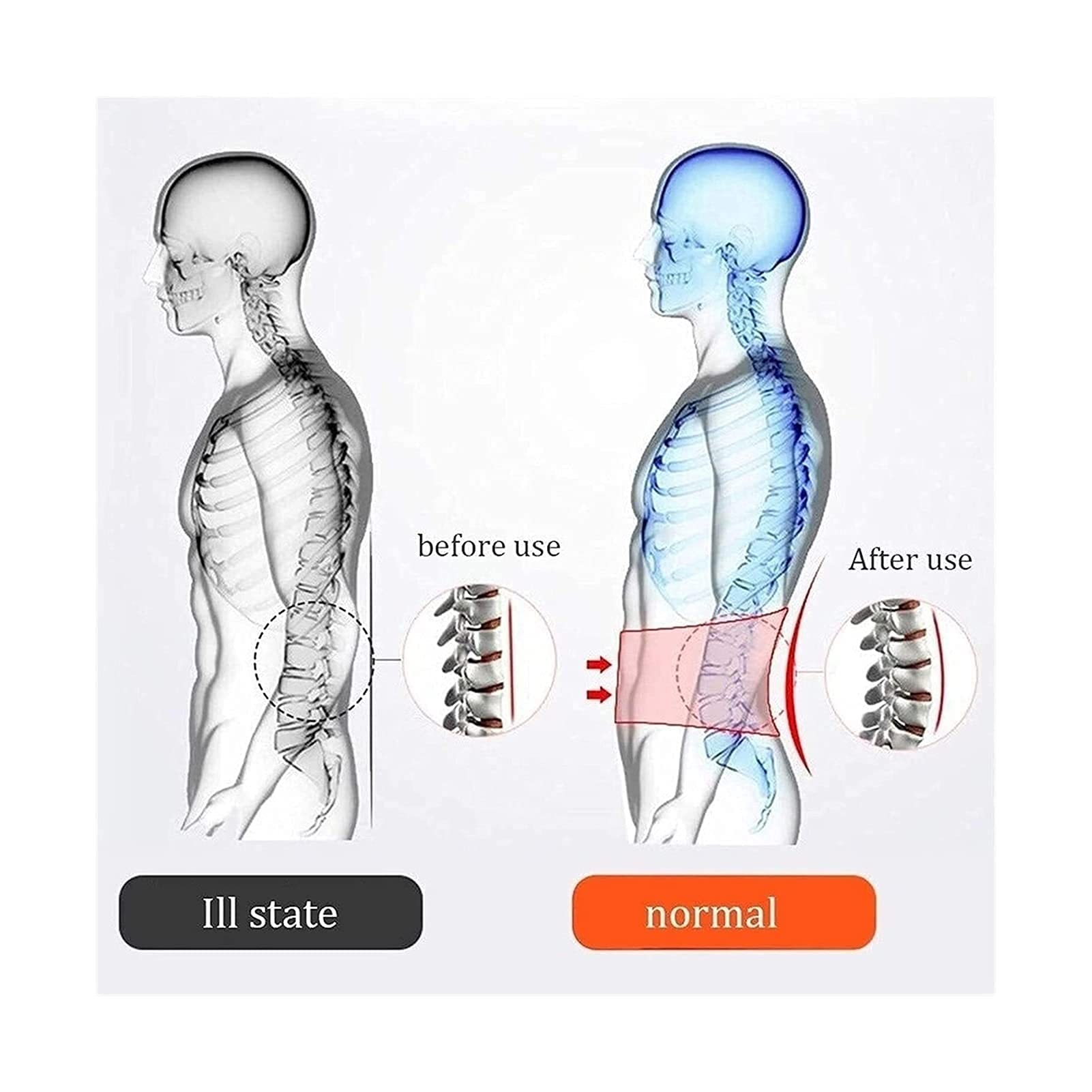Cinturón de soporte lumbar para la parte inferior de la espalda, autocalentamiento para alivio del dolor de ciática, levantamiento de pesas, estabilizador de columna baja para escoliosis (negro XL)
