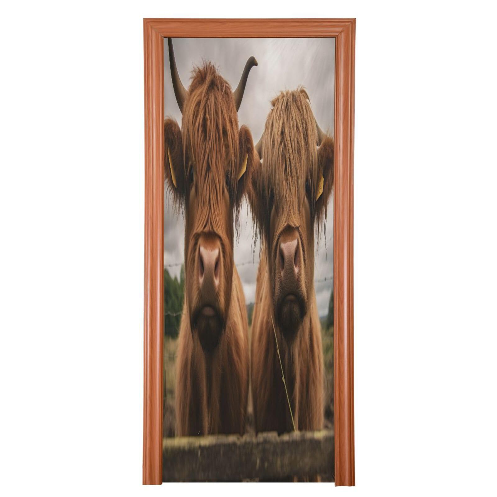 FLildon Scottish Highland Cattle Cows Door Cover Decoration, Party Accessory Porch Decor for Festive Ornament Room Door Covers 35 x 79 Inch
