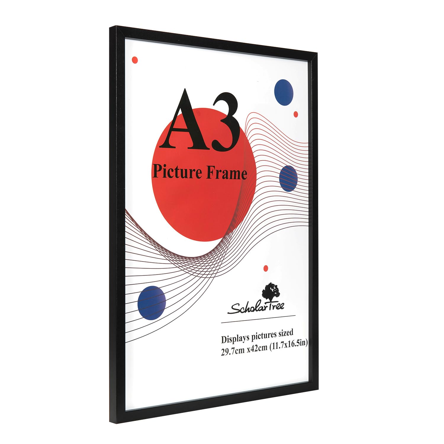 1 Pack A3 Frame Black, Wooden A3 Picture Frames, Black Picture Frames 29.7 x 42 cm, A3 Photo Frames with Stand Tabletop or Wall Hanging