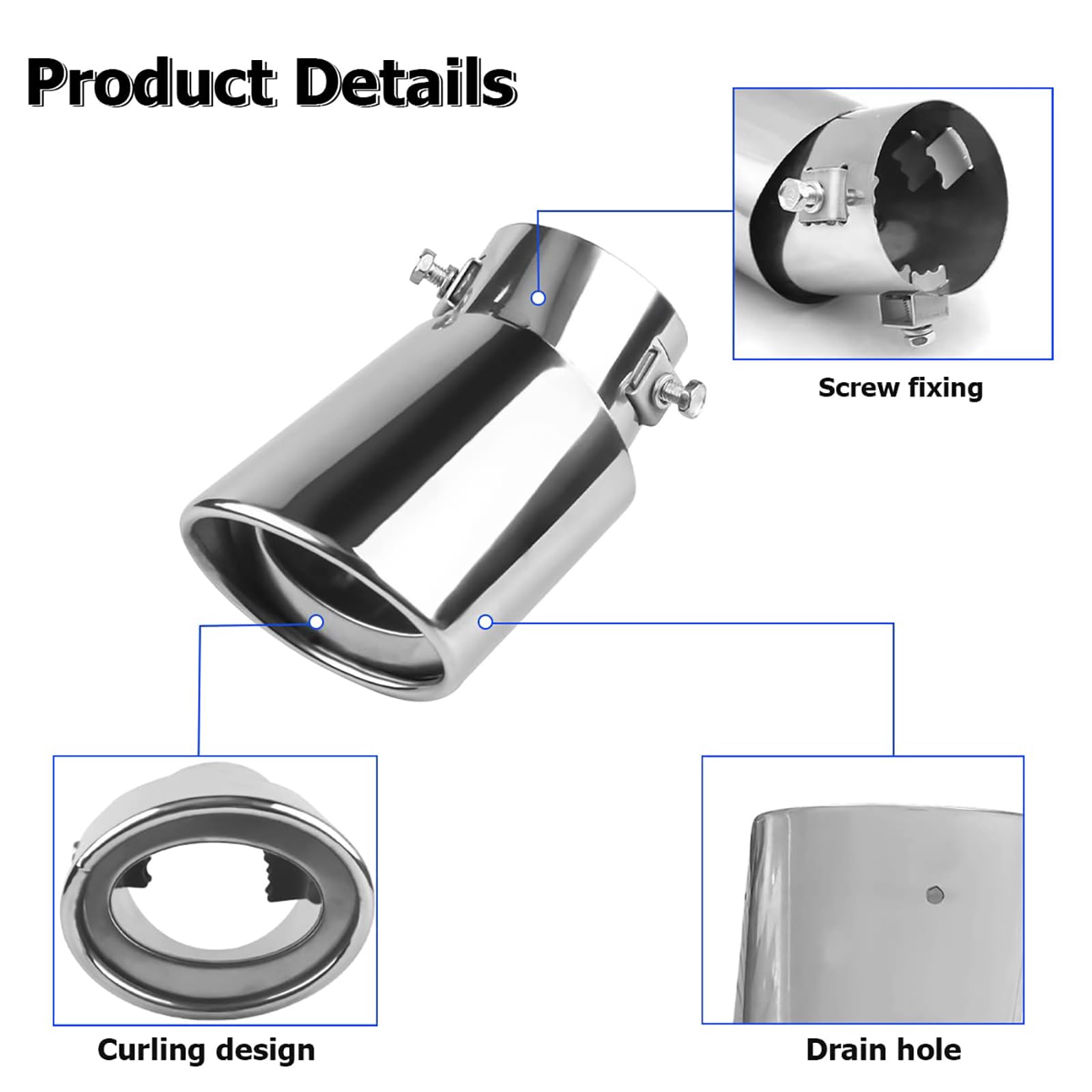 Terminale di Scarico Punta Marmitta, per Hyundai i20 III (BC3/BI3) 2020 2021 2022 2023-2025 Rivestimento Copertura Silenziatore Posteriore Acciaio Inox Accessorio Auto