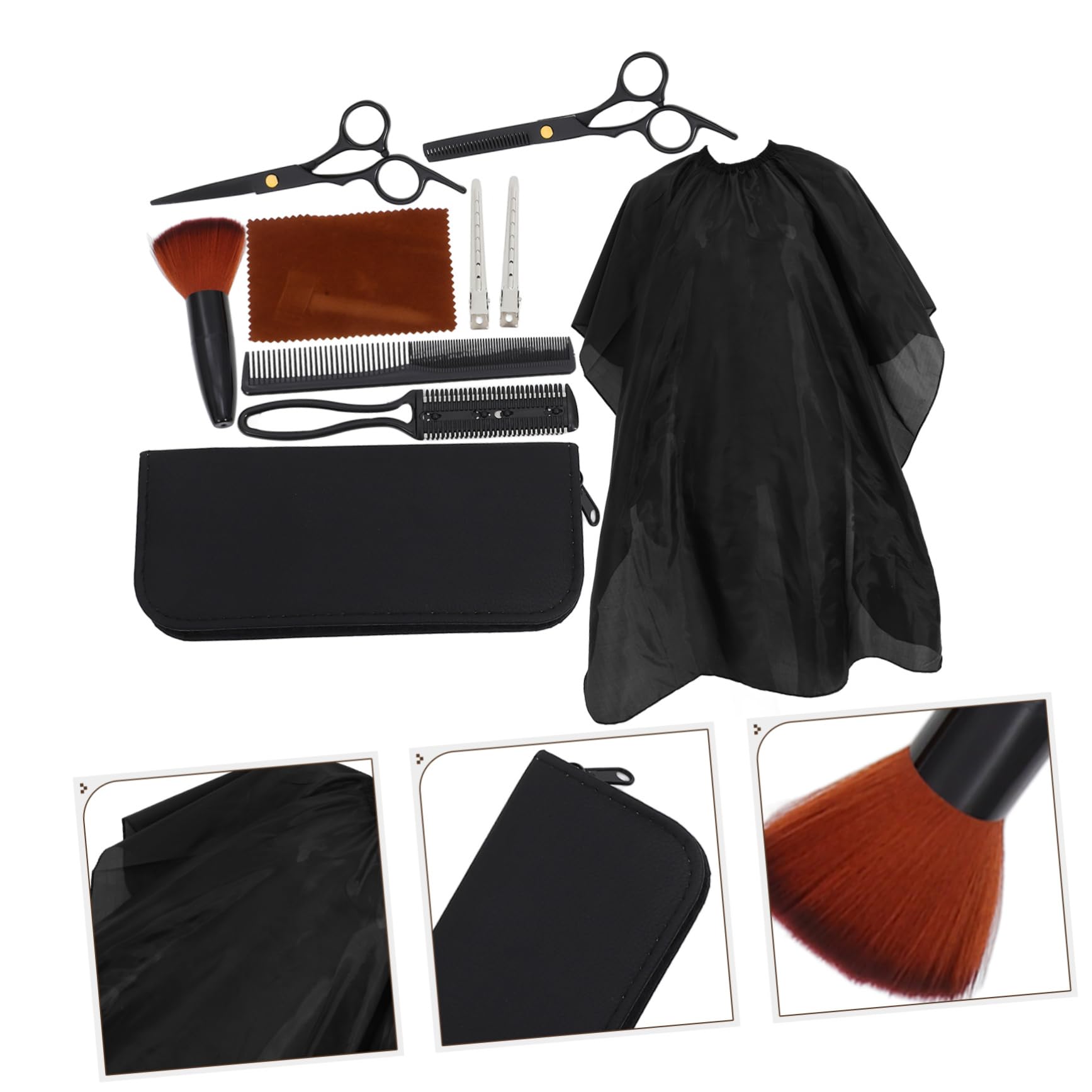 Juego de Tijeras para Cortar el Pelo Profesional de Acero Inoxidable Negro, Resistentes Enredos para Peluquería en Casa o Salón