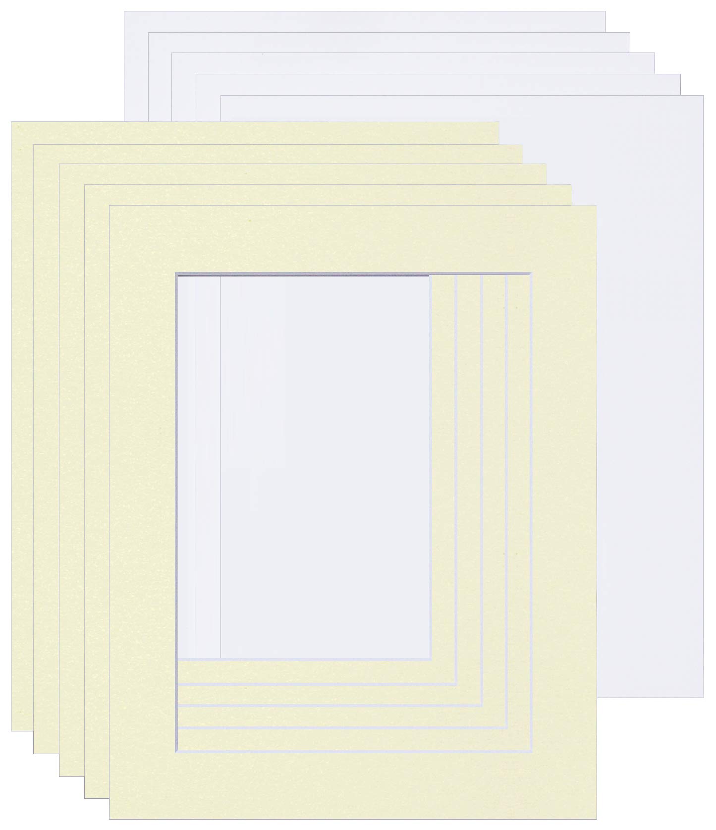 Picture Mounts with Backs, Pack of 10, Choice of Size & Colour [Ivory/Cream, 10 pcs, 7 x 5 to fit 6 x 4]