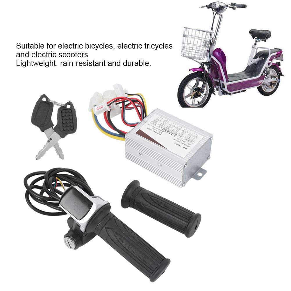 Poignée d'accélérateur de vélo électrique 24V 500W, Accessoire de contrôleur brossé avec 9 lumières et Verrouillage