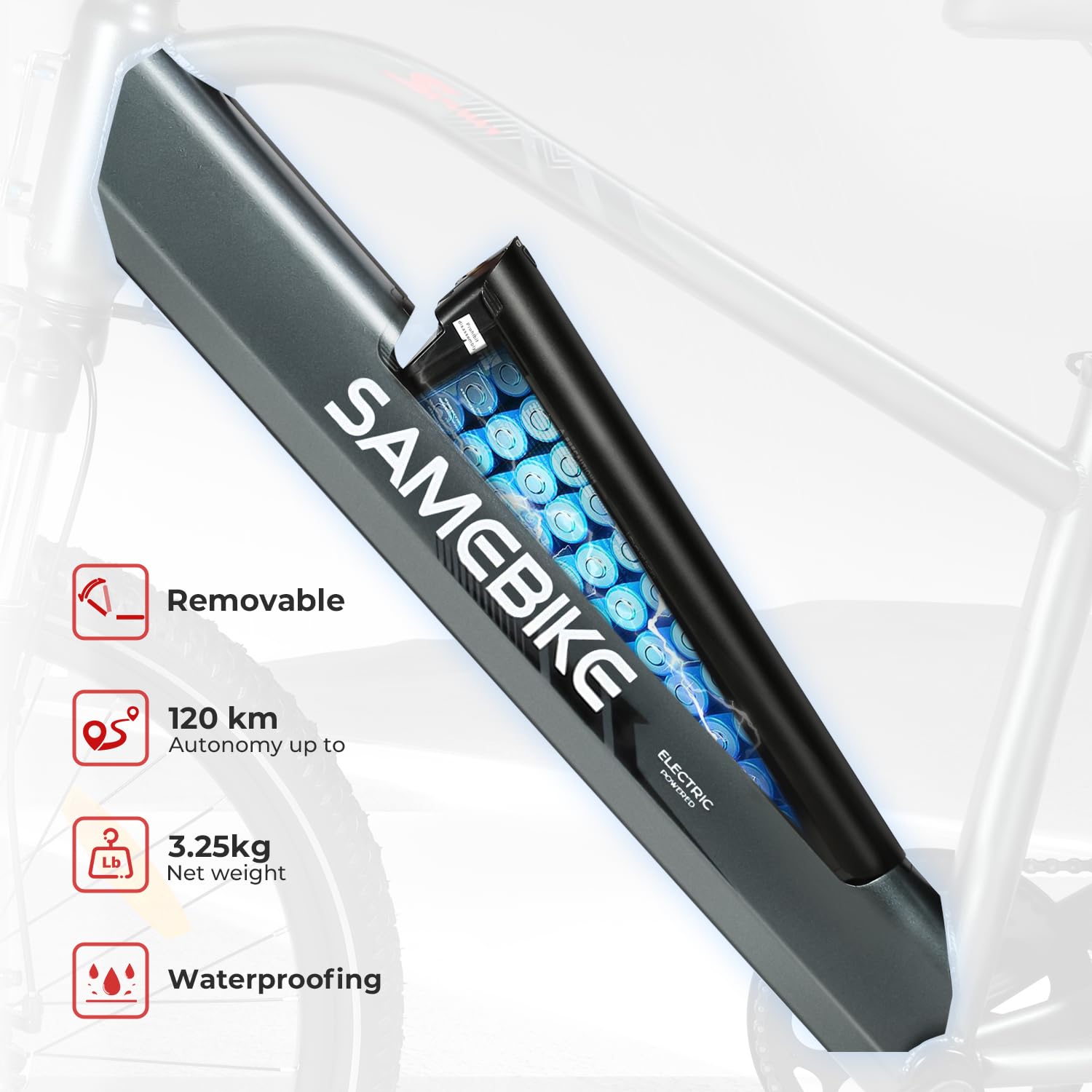 SAMEBIKE 27.5" Bicicleta Eléctrica Adulto 540Wh batería y Pantalla LCD 90km Autonomía y 250W Motor par de 50N·m 7 velocidades Electric Mountain Bike de Doble suspensión eBike para Commuting