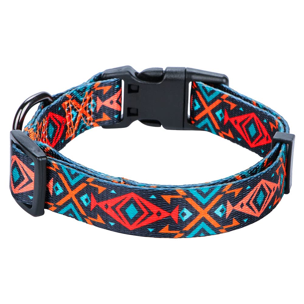 Rhea Rose Tribal Dog Collar Aztec Pattern Adjustable Collars Small, E_Tribal - Image 2