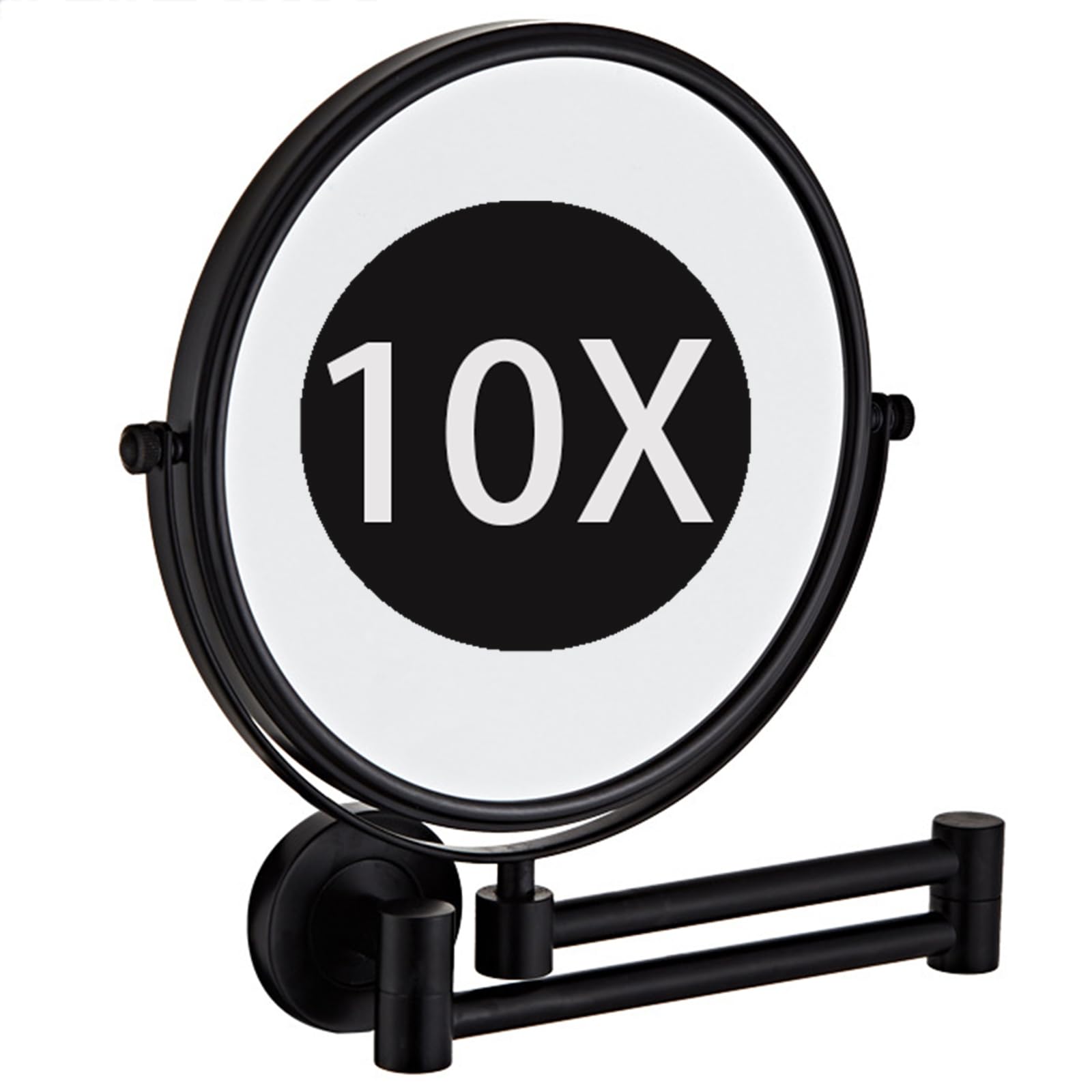 Zysfadc 6" Wall Mounted Makeup Mirror, Double Sided 1X/10X Magnifying Shaving Vanity Mirror, 360 Rotation Adjustable Arm for Daily Use,Black
