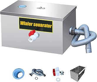 Grease Trap Stainless Steel, Oil-Water Separator, Commercial Stainless Steel Grease Interceptor Under Sink Grease Trap For Restaurant Kitchen Wastewater Removable Baffles, 35 * 25 * 25CM