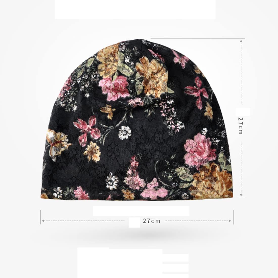 YONKINY Gorro Quimioterapia Para Mujer Verano Sombrero Algodón Transpirable Turbante Gorro Flor Impresión Gorra De Noche Hip-Hop Slouch Beanie Hat Para Al Aire Libre Running