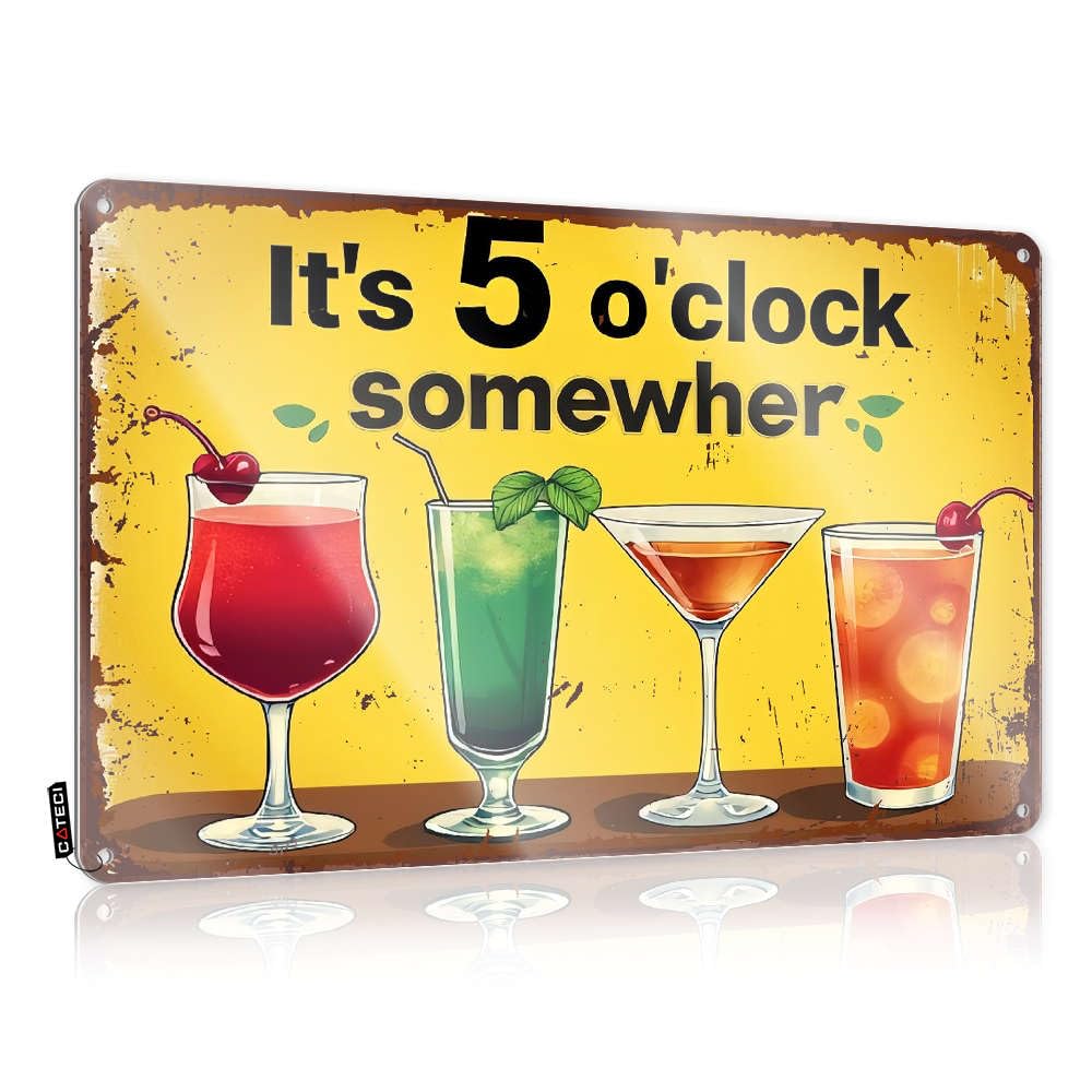 Fzfn Colour Signs Reusable Premium It's 5 O'clock Somewhere. For Room - Funny Room Decor Customizable(30X40cm)