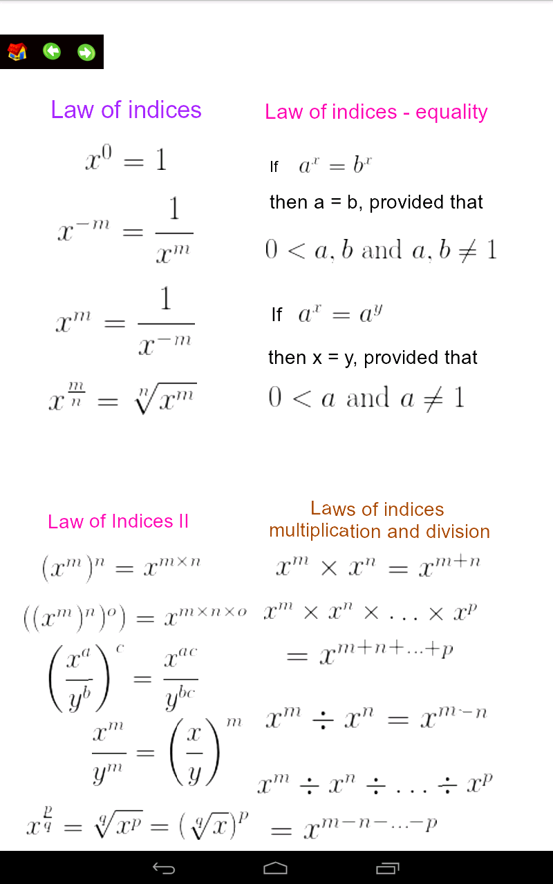Algebra Useful Formulas - App on Amazon Appstore