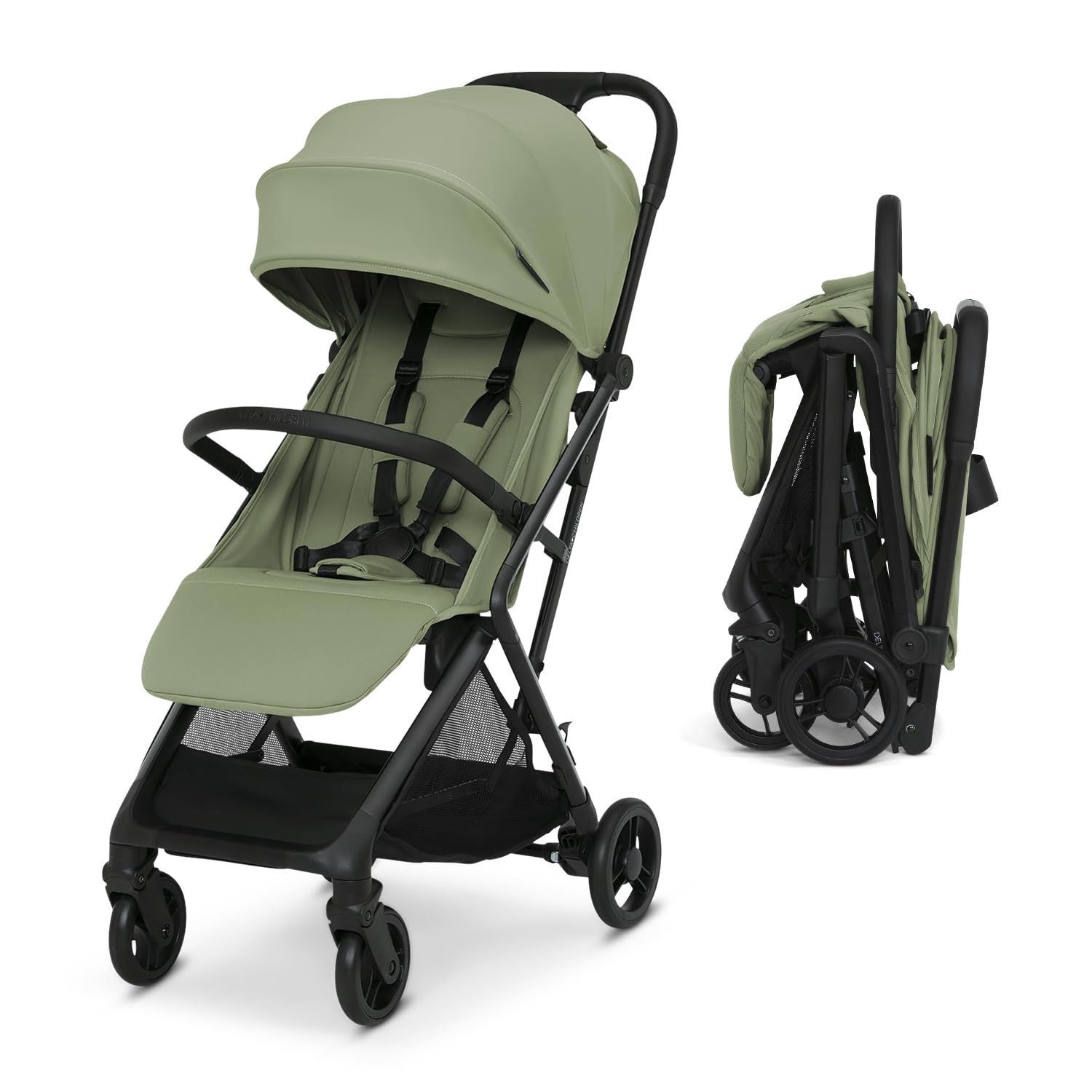 Delta Children Icon Ultra Compact Lightweight Everyday & Travel Stroller - One-Hand Fold - Only 15.6 lbs- Fits in Overhead Compartments - Greenguard
