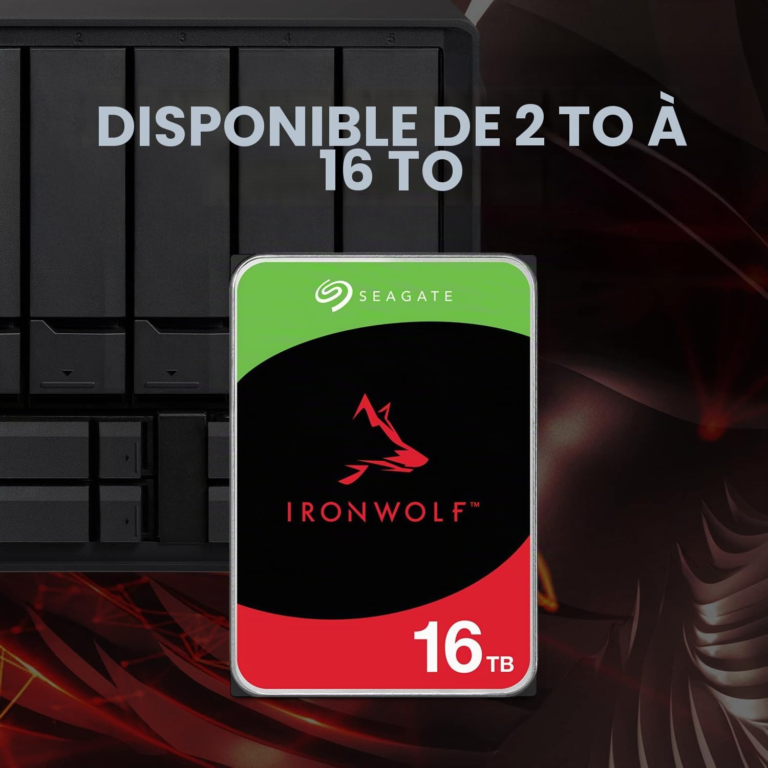 Seagate IronWolf 12To, Disque dur interne NAS HDD, CMR 3,5" SATA 6Goit/s 7 200 tr/min, 256 Mo de mémoire cache, pour NAS RAID, Ouverture facile, services Rescue valables 3 ans (ST12000VN0007) | 7200 tr/min. HDD optimisé NAS 24/7. AgileArray, All-CMR, capt