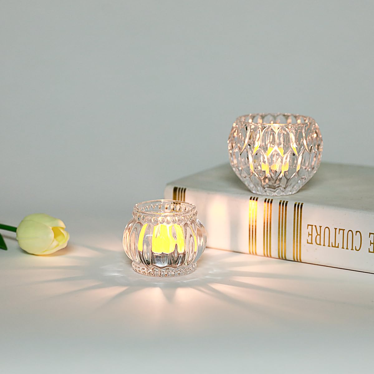 2 tazze sferiche per candele votive in vetro trasparente per candele votive fai da te per realizzare feste di compleanno, decorazioni di nozze