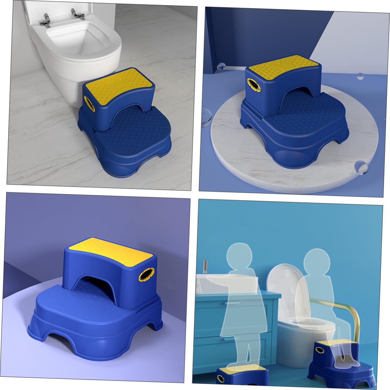 BESTonZON Taburete de Escalón Infantil Doble Antideslizante para Baño Sala de Color Amarillo y Azul Taburete de Seguridad para Pequeños