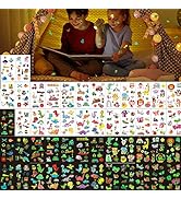 Konsait Luminous Temporary Tattoos for Kids Mixed Styles Glow in the Dark Waterproof Stickers wit...