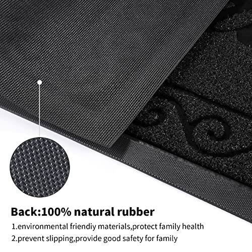 Yimobra Welcome Front Door Mat, Heavy Duty Easy Clean Doormat Indoor Outdoor, Waterproof Quick Dry Floor Mat For Home, Garage, Hign Traffic Areas, Non Slip, Low Profile, 29.5X17 Inches, Black #TOP2