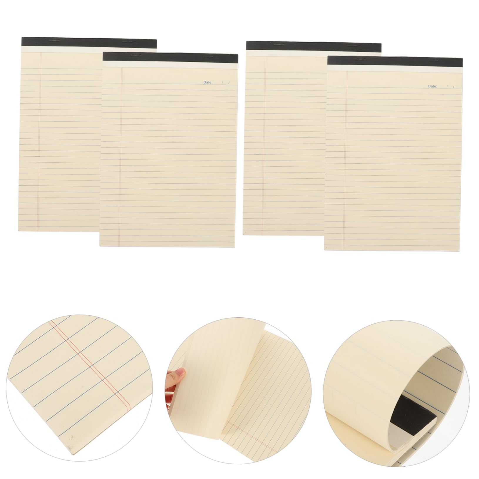 Abreißbarer Liniierter Notizblock A4, 4 Stück-pack, Papier Beige
