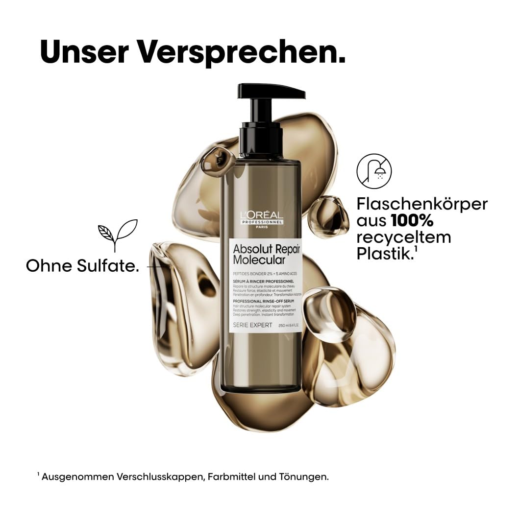 L'Oréal Professionnel Set mit Shampoo, Rinse-Off Serum und Leave-In, Meteora Geschenkset, Mit Peptidbondern & 5 Aminosäuren, Für stark strukturgeschädigtes Haar, Serie Expert, Absolut Repair Molecular