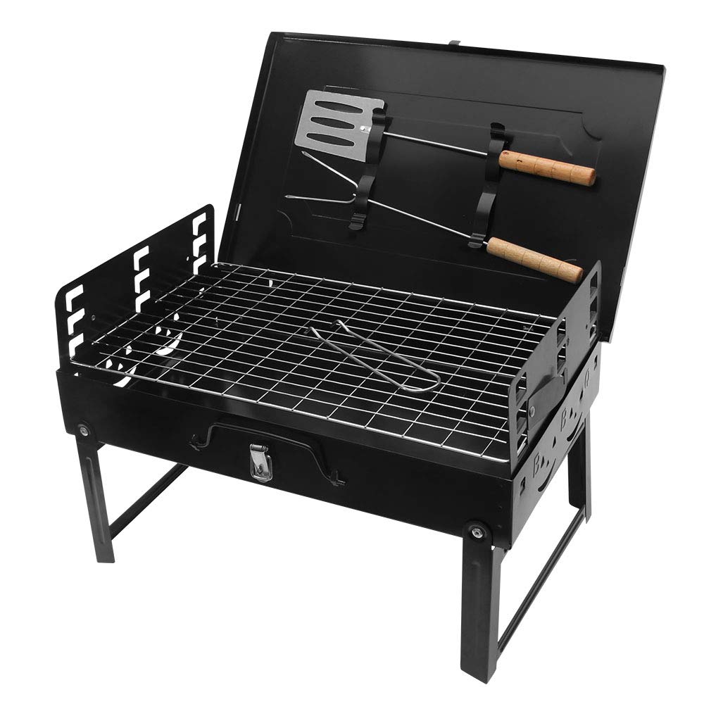 SOOTOP Griglia per Barbecue, Scrivania Portatile Pieghevole per Barbecue a Carbone, Tavolo per Barbecue Allaperto in Acciaio Inossidabile per Picnic Giardino Terrazza Campeggio Viaggio a casa