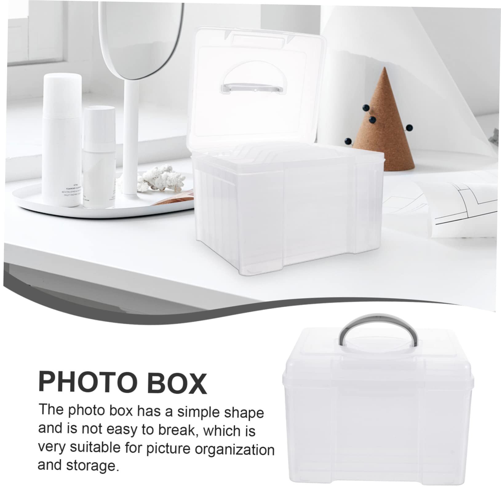 Boîte de Rangement pour Photos à 6 Compartiments Réglables en Plastique