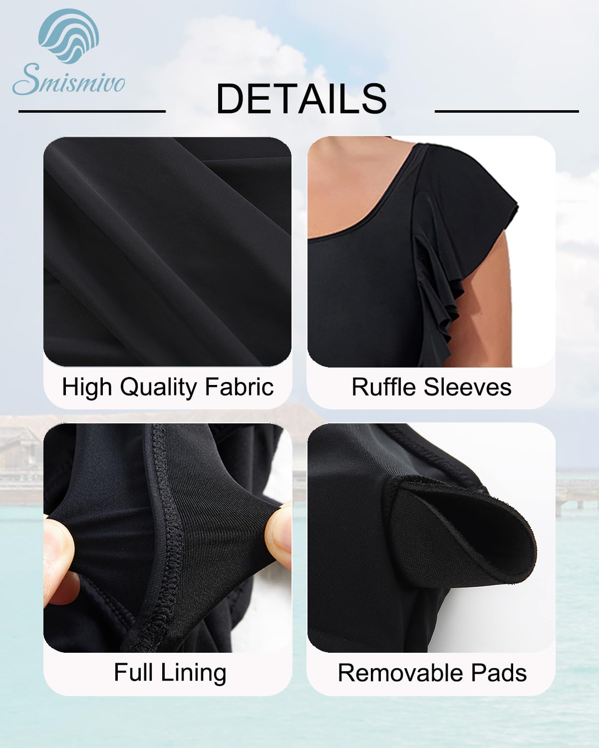 Smismivo Traje de baño de una pieza para mujer, talla grande, pantalones cortos integrados, control de abdomen