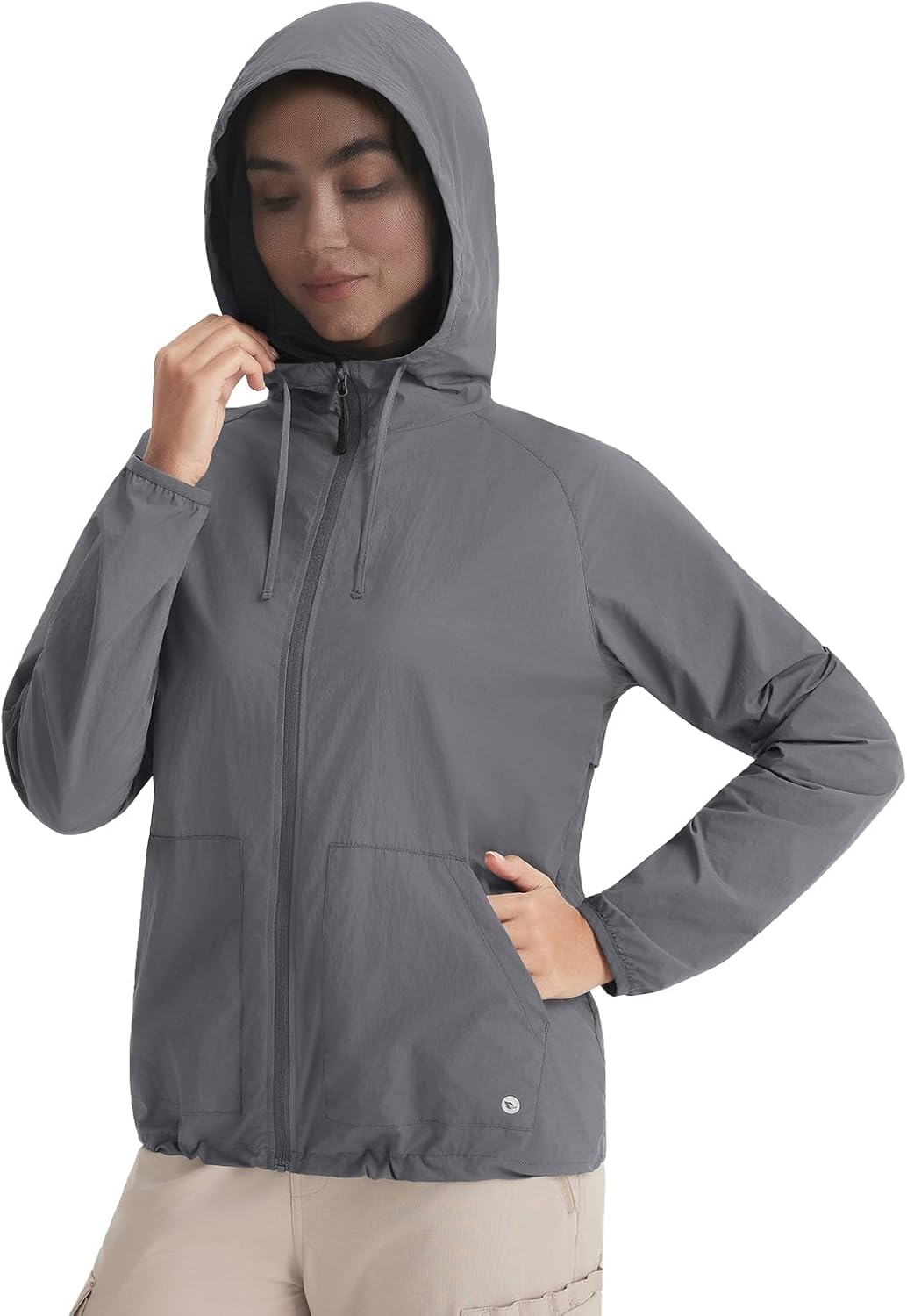 baleaf Women's Sun Shirts Long Sleeve Jackets Mosquito Hiking Lightweight Running UPF 50+ Hoodie UV with 2 Pockets Shirt Dark Gray XL