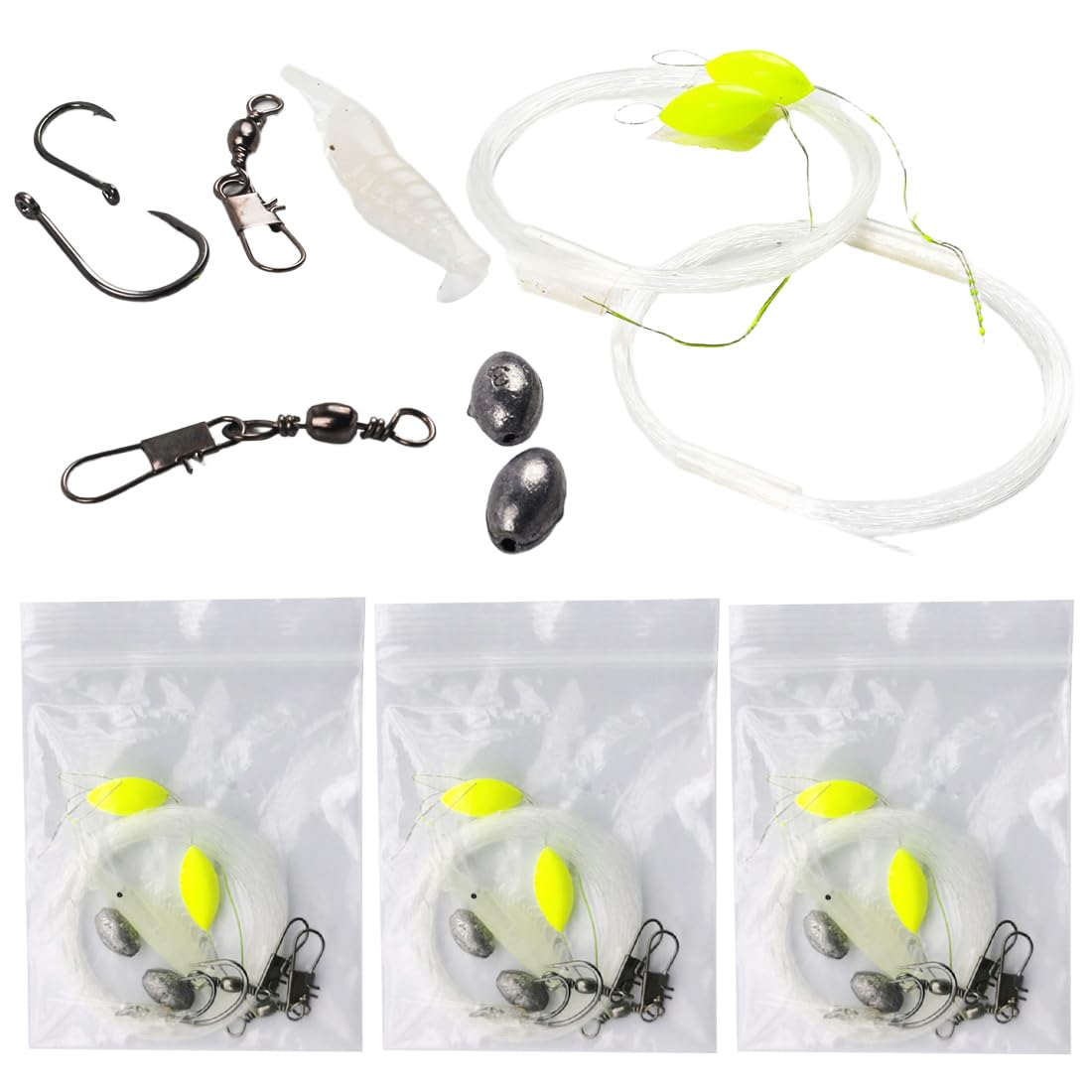 Kit de Pesca de Supervivencia 3 Pack, Compacto Básico con Cebo para Gambas y Accesorios