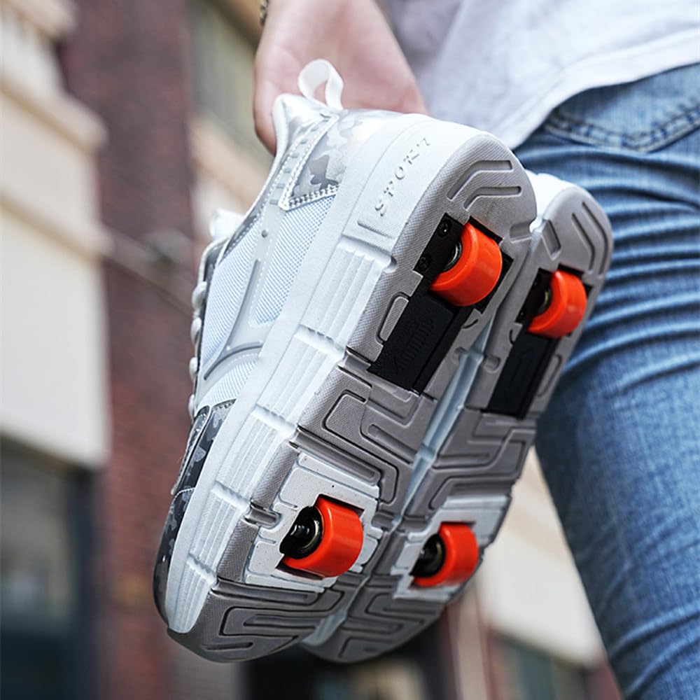 ENEN Chaussure à Roulette Rétractable Garçons Fille, Roller 2 Roues Enfant Adolescents Intérieur Extérieur