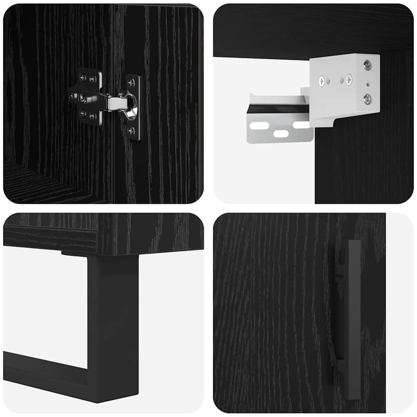 Armadio alto in legno, 34,5 x 34 x 180 cm, effetto rovere nero, con 2 ante, armadio minimalista per soggiorno e cucina
