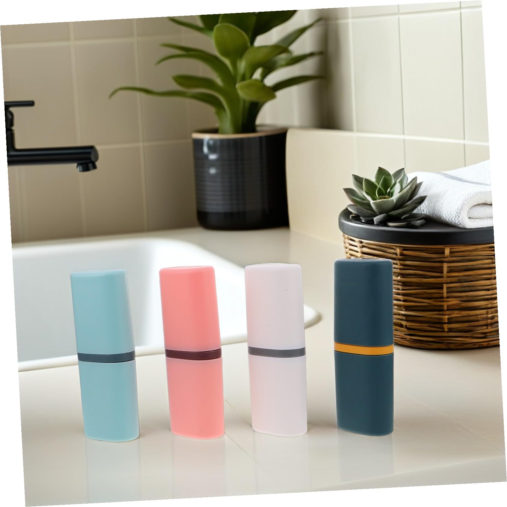 Ipetboom 8 Pezzi Porta Spazzolino da Viaggio con Coperchio Organizer Portatile per Dentifricio e Spazzolino Igienico in Plastica per Campeggio Scuola e Viaggi d Affari Custodia per Bagno e