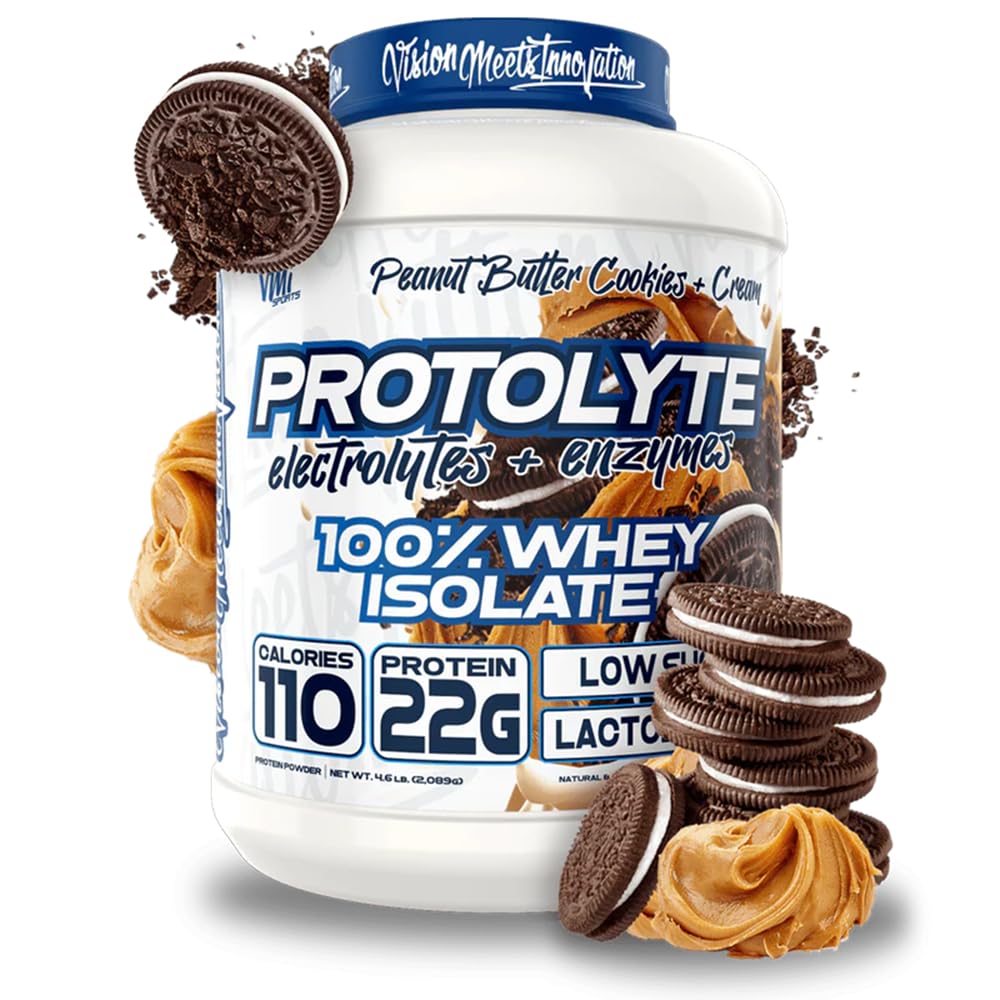 VMI Sports | ProtoLyte Whey Isolate Protein Powder | Low Calorie Whey for Weight Loss and Muscle Gain | Digestive Enzymes | Non-GMO (4.6 lb, Peanut Butter Cookies and Cream)