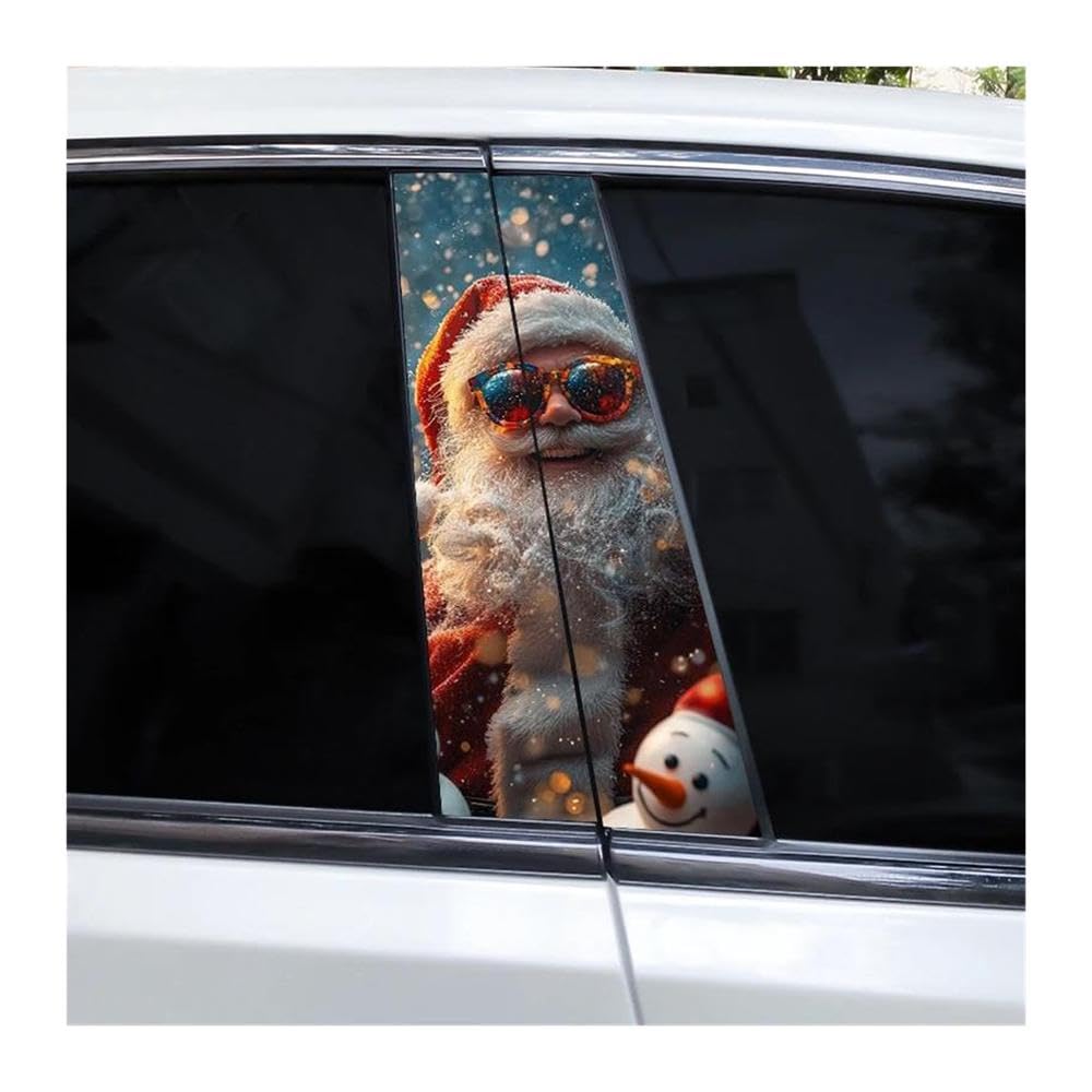 Decorative Items 2pcs Car Center Pillar Sticker Wonderful Winter Auto B-Pillar Waterproof Protective Film