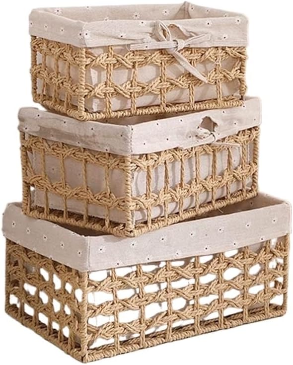 Amazon.com: Woven Storage Basket Eco-Friendly Woven Basket 3 Sets of ...