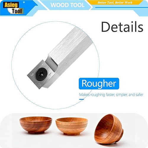 Miniatura 4 de Herramientas de torneado de madera, barra de herramientas de cincel de torno con punta de carburo más áspera de 19.68 pulgadas con borde recto de