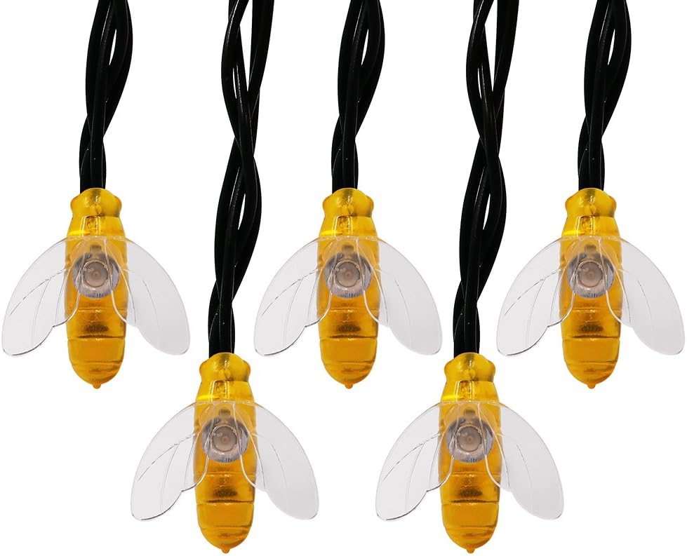 40ft Solar String Lights, 100 LED Honey Bee Shape Solar-Powered Fairy Lights, Waterproof LED Strand Lights for Garden for Wedding, Party, Garden Outdoor Decorations, Multi-Color