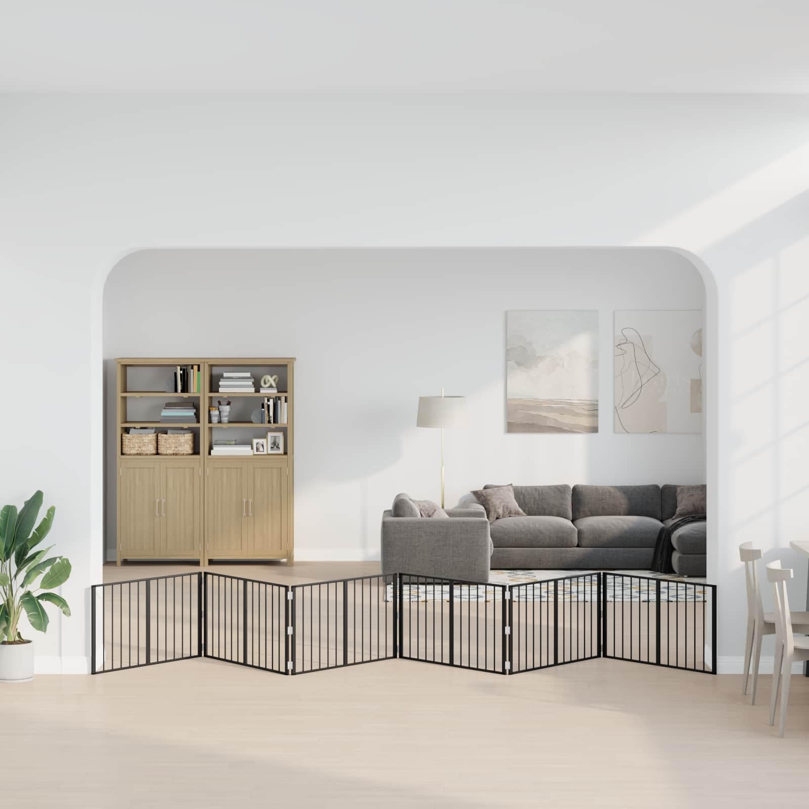 Recinto Per Cani 6 Pezzi Nero 100 X 60 Cm Acciaio Zincato