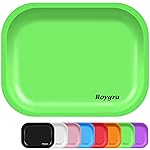 roygra Rolling Tray, Small Metal Tray, Cigarette Pre Roll Smoking Accessories, Portable Matte Rolling Trays for Smokers, Home Table Decor, Patio Decorations, 7 x 5.5 inch - Green