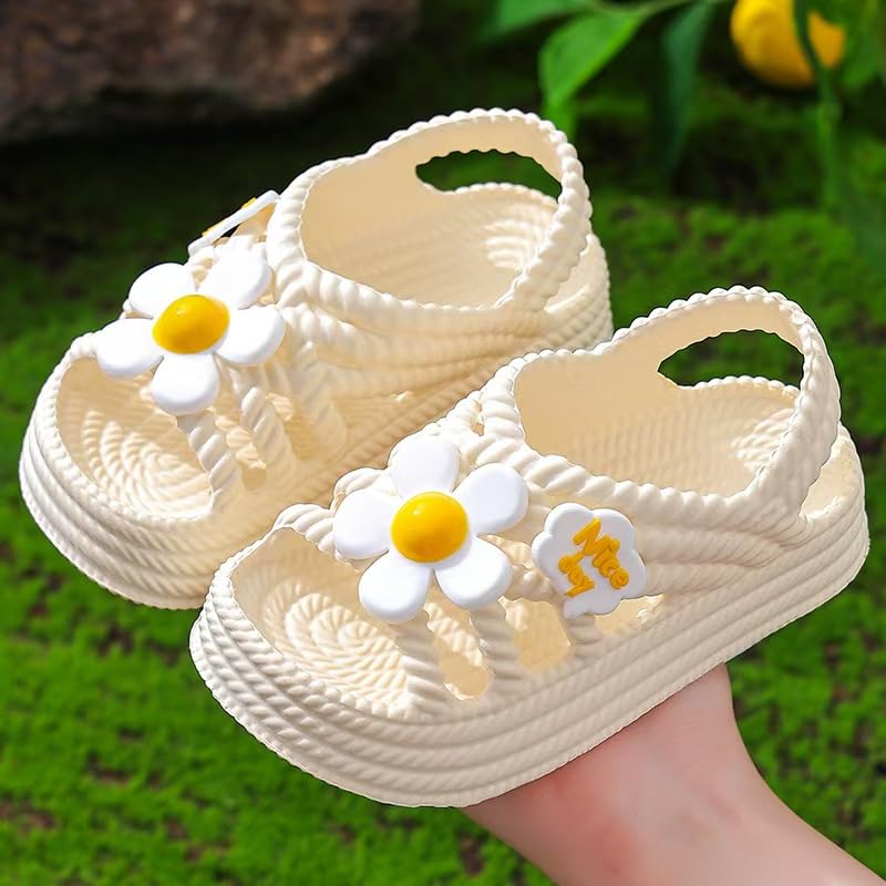 Kids Sandals New Summer Girls Slip On Sandals Cute Sweet Flower Pattern Comfortable Breathable Sole Soft Thick Beach Shoes Waterproof Durable4
