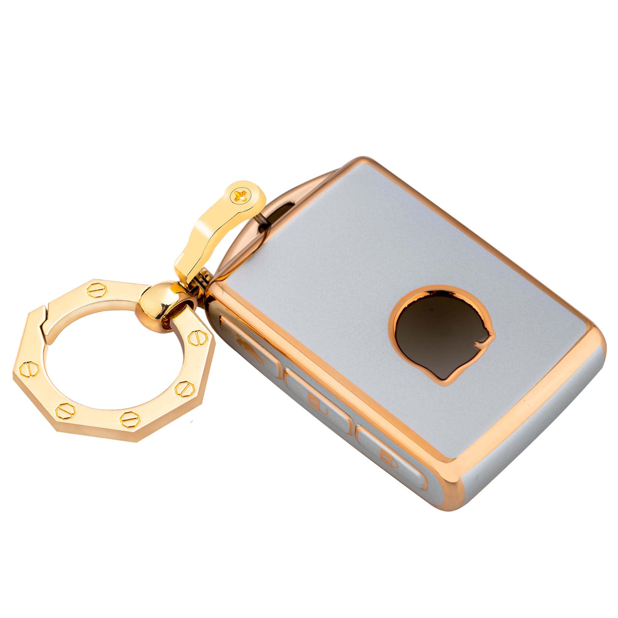 YHCKey Fob Cover for Volvo with Gold Keychain Key Shell fit XC40 XC60 S90 XC90