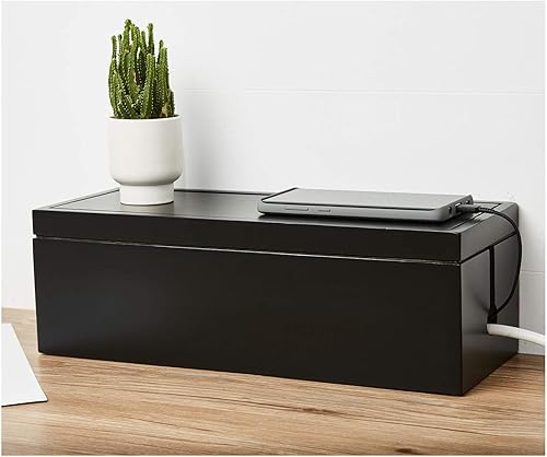 Miniatura 2 de Changsuo Caja organizadora de cables de madera, caja organizadora de cables para cable de extensión, protector de sobretensiones, organizador de