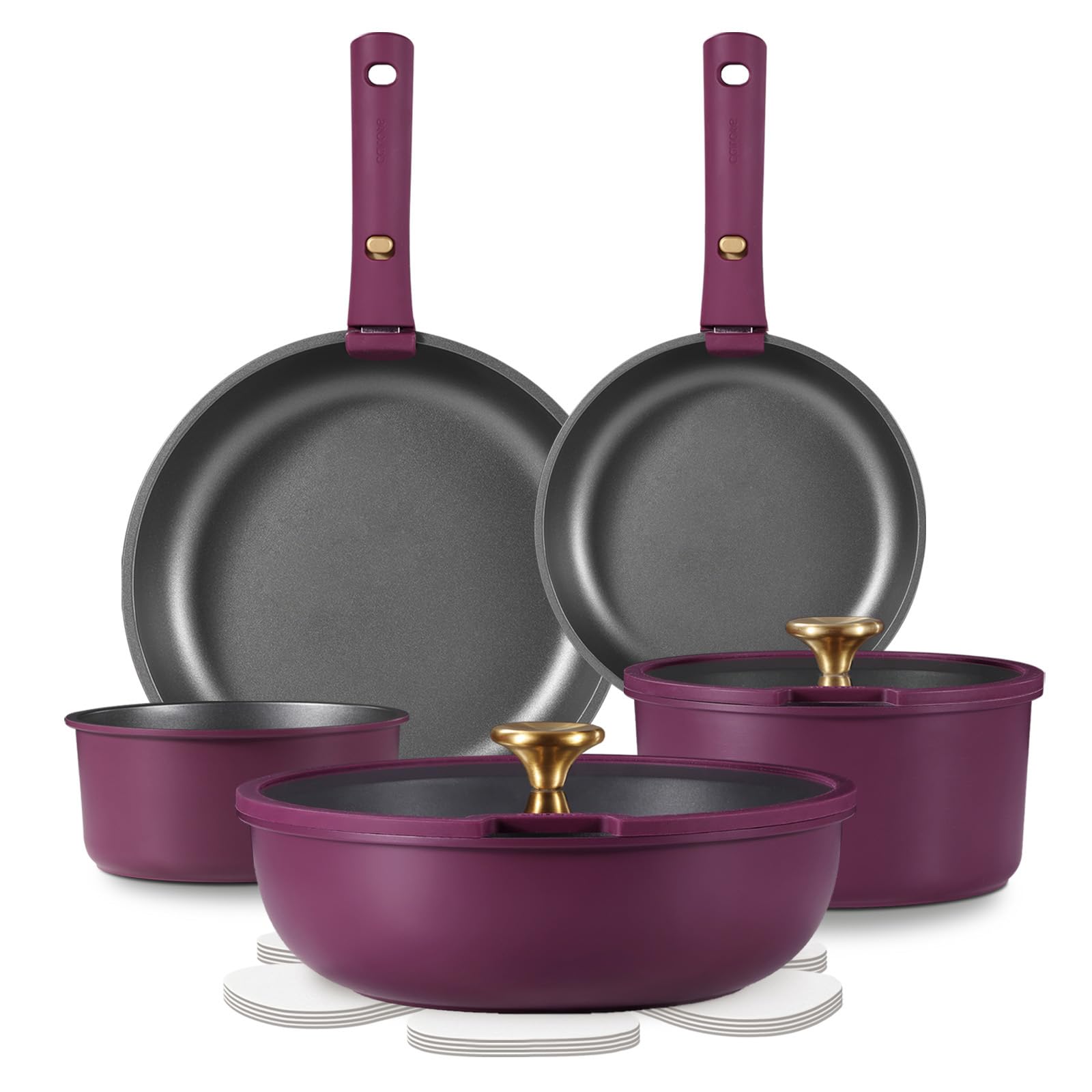 CAROTE Juego de Ollas y Sartenes Antiadherentes con Titanio 13 uds, Morado