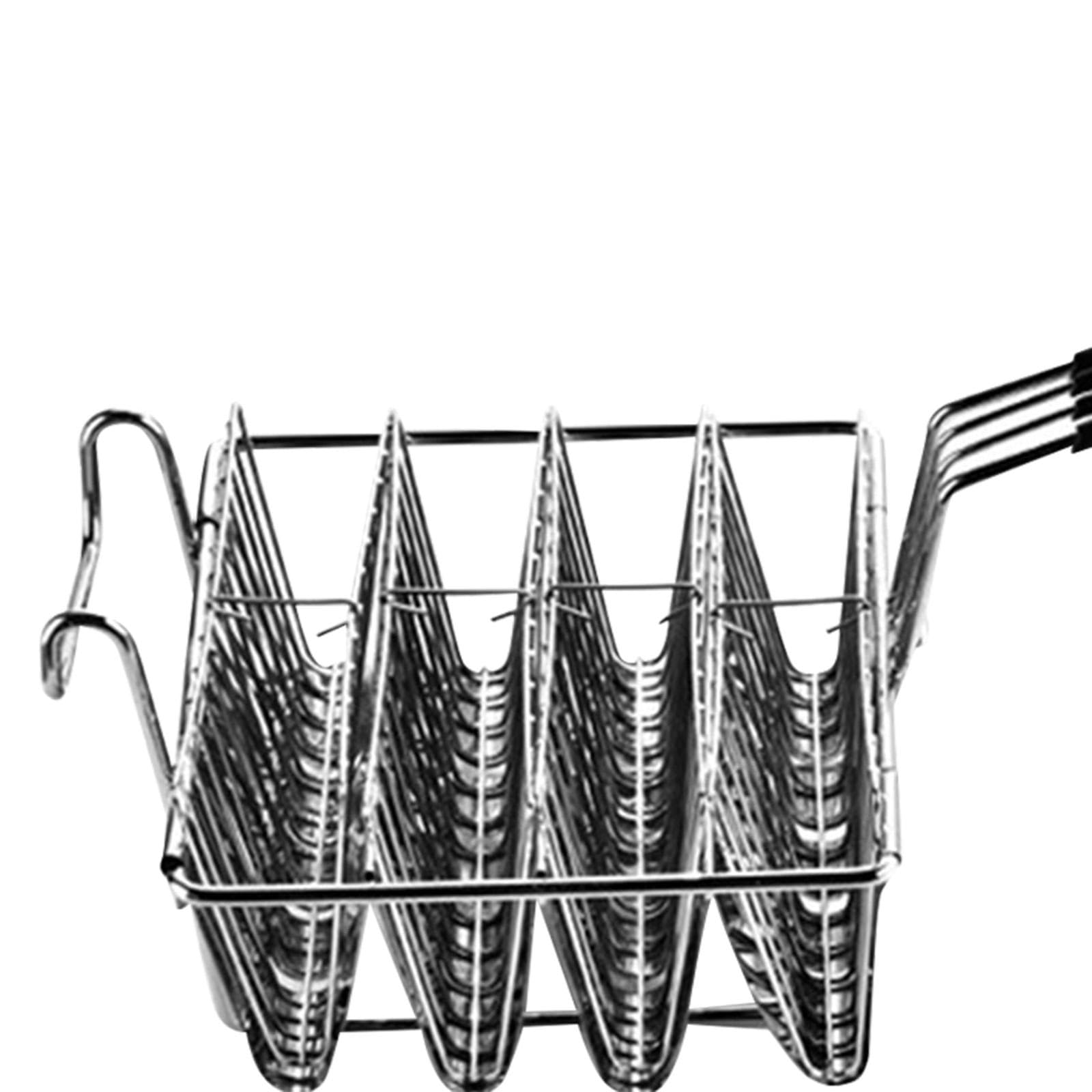 Taco Basket Resistente de Acero Inoxidable Cesta para Freír Tacos Soporte de Tacos Y Burritos Mango Cómodo Y Curvado Adecuado para Preparación de,