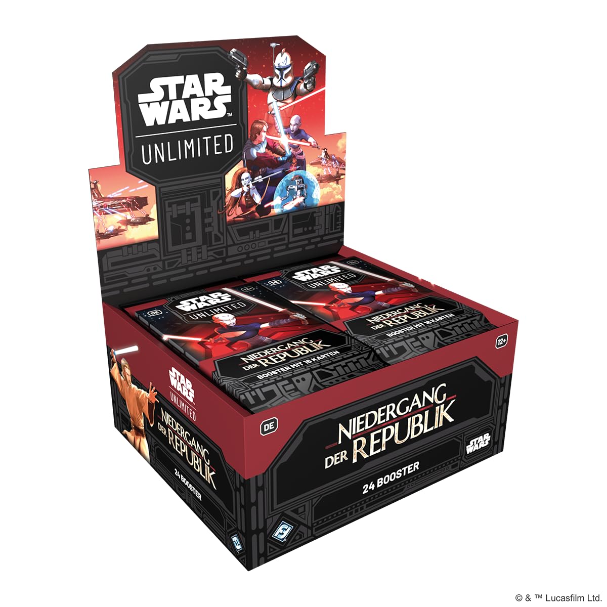 Fantasy Flight Games - Star Wars: Unlimited TCG Niedergang der Republik BOOSTER DISPLAY (24 Booster Packs) - Trading Card Game für Kinder und Erwachsene, Alter 12+, 2+ Spieler, 20 Minuten, Deutsch