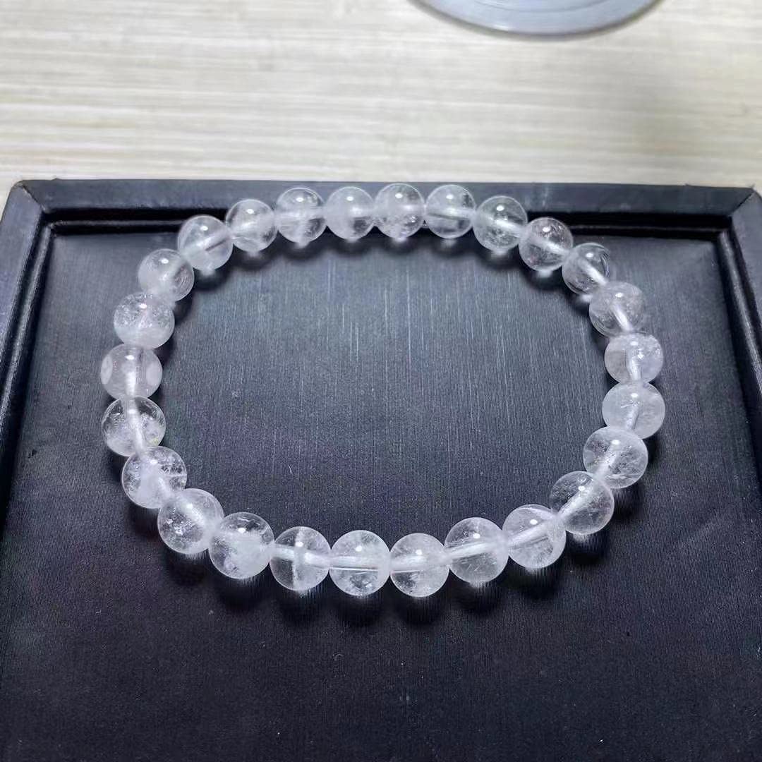 12 mm naturalny kryształowy okrągły koralik czysta naturalna biała bransoletka 1pc
